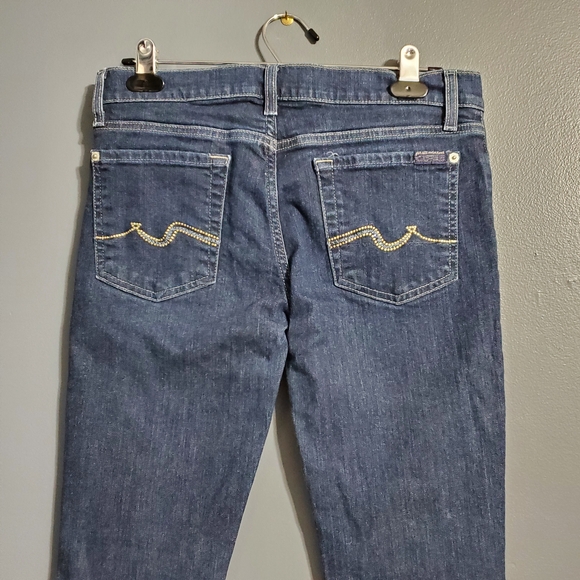 7 For All Mankind Roxanne Dark Blue Skinny Jeans Women's Size 29 - Picture 5 of 9
